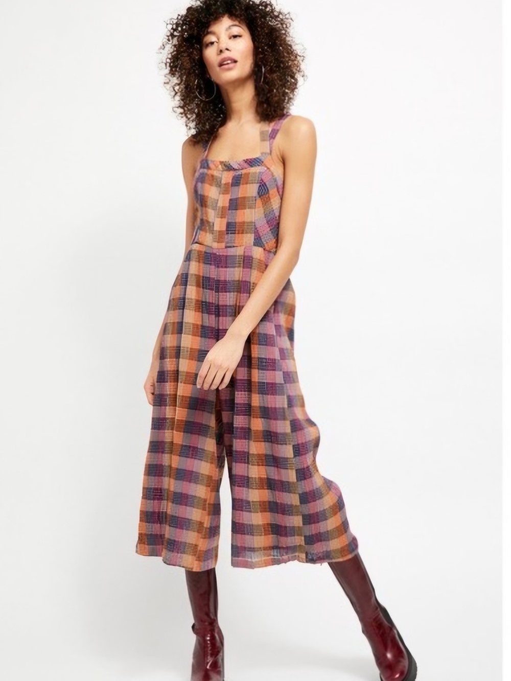 NWT! Free People Zuzu Seersucker Wide-leg Cropped Jumpsuit